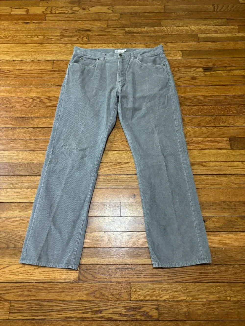 J. Crew Mens Corduroy Pants Size 36x32 Gray Straight Leg 100% Cotton Preppy